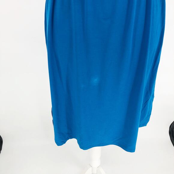 Eileen Fisher Womens Blouson Dress XXS Blue Mock Neck Slit Hem - Picture 8 of 10